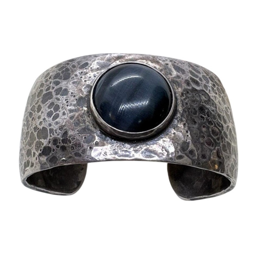 Vintage Artisan Signed CMD LD Hammered Cuff Bracelet 6'' Sterling 925 Silver 69g
